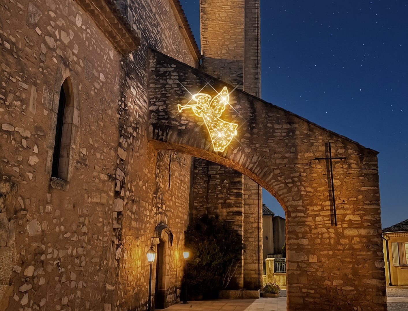 Église avec ange à Poulx